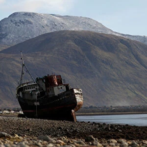The wreck of the Golden Harvest, a fishing vessel that ran aground on the banks of Loch