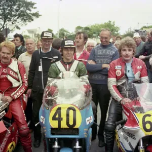 Graham King (Suzuki) Dave Pither (Honda) Ian Ogden (SGB Suzuki) 1984 Senior Manx Grand Prix