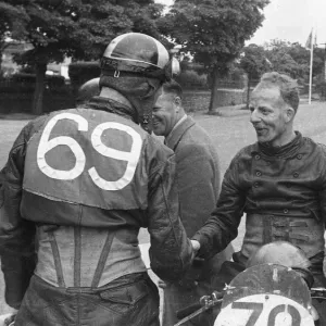 Ted Frend (AJS) & Peter Goodman 1947 Senior TT