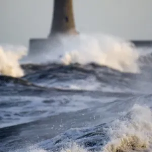 Rough seas Tynemouth pier Tynemouth UK winter