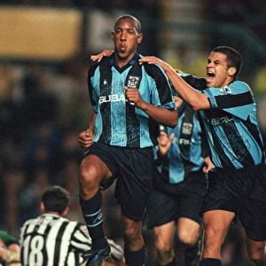 Dion Dublin Scores His Second Goal: Coventry City's Triumph Against Newcastle United (FA Carling Premiership)