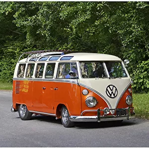 VW Volkswagen Classic Camper van, 1966, Orange, & cream