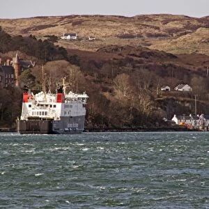 The Caledonian MacBrayne ferry Finlaggan arriving at Port Askaig on Islay