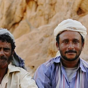 Two local men, close-up of heads, Socotra, Yemen, march