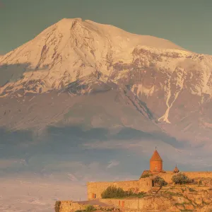 Armenia, Khor Virap. Khor Virap Monastery, 6th century, with Mt. Ararat