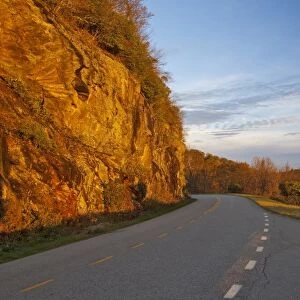 The Blue Ridge Parkway at sunrise near Brevard, North Carolina