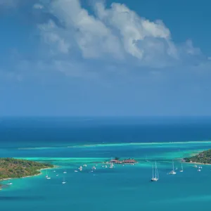 British Virgin Islands, Virgin Gorda. Fanny Hill of North Sound towards Saba Rock