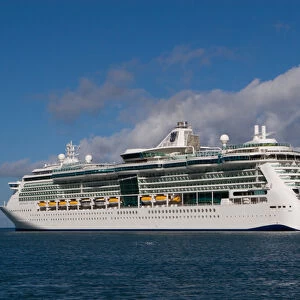 A cruise ship docked at the port of Castries on the island of St. Lucia in the southern