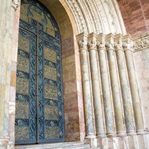 Doors under stone arches at entrance to Cathedral of Immaculate Conception, built 1885