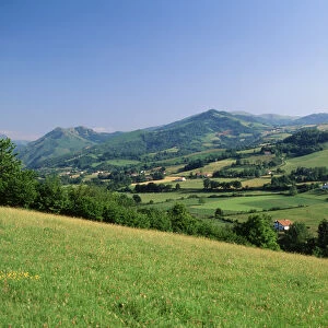 France, Pays-Basque, Pyrenees-Atlantiques, View of rural landscape