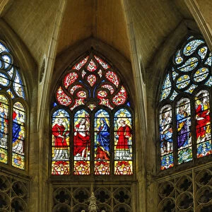 France, Toulouse. Cathedral of St. Etienne stained glass windows