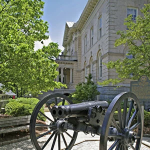 Historic double-barreled civil war cannon downtown Athens Georgia