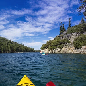 Kayaking in Emerald Bay at Fannette Island, Emerald Bay State Park, Lake Tahoe, California