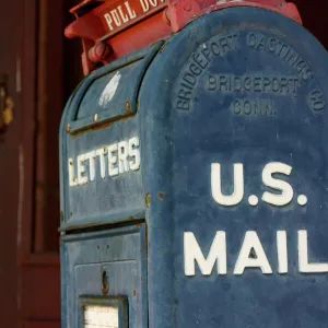 Lincoln, New Mexico, United States. Old mailbox at the Lincoln post office