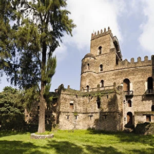 Panorama of Fasil Ghebbi, a fortress-like royal enclosure, Gonder, East Africa