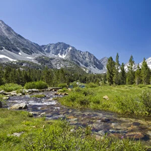 USA, California, Little Lakes Valley. One of several glacial lakes along a stream