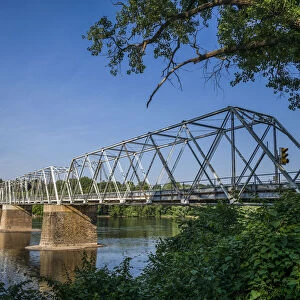USA, Pennsylvania, Bucks County. Washington Crossing, bridge across the Delaware River