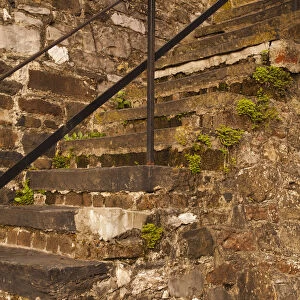 USA, Savannah, Georgia. Steps made from ballast stones along River Street