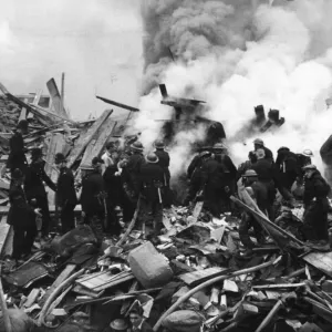 Aftermath of V2 rocket attack, Aldgate, London, WW2