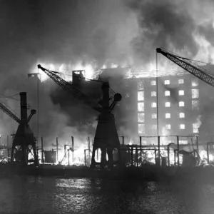 Blitz - Fire at Surrey Commercial Docks, Rotherhithe