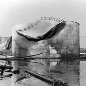 Blitz in London -- damage to tanks, Thames Haven, WW2