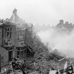 Bomb damage in Kilgour Road, SE London, WW2