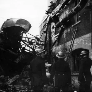 Firefighters at work in Bermondsey, WW2