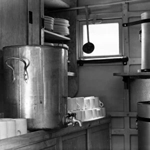 Interior of a mobile kitchen, WW2