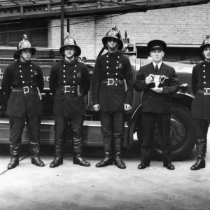 LFB firefighting crew with open pump vehicle