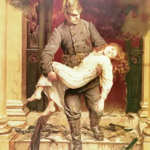London Fire Brigade Print - Heroic Rescue Scene London Fire Brigade Print - Heroic Rescue Scene