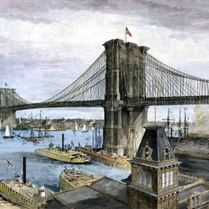 Brooklyn Bridge when newly opened, 1883