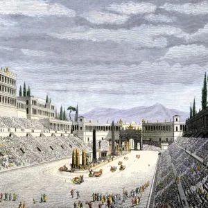 Chariot race in the Circus Maximus, ancient Rome