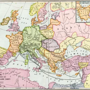 Print of Medieval Europe at the start of the Crusades, 1097 AD