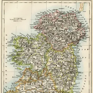 Ireland map, 1870s