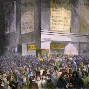 Lincoln election results displayed in New York City, 1860