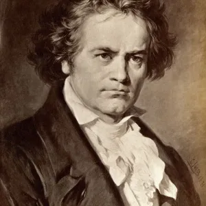 Ludwig van Beethoven Print - Antique Photograph of a Painting Ludwig van Beethoven Print - Antique Photograph of a Painting