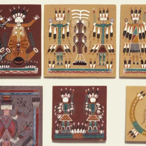 Navajo sand paintings preserved on tiles