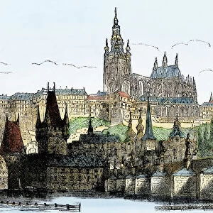 Prague on the Vltava River, 1800s