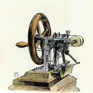 First Sewing Machine Print, 1846 Elias Howe Illustration First Sewing Machine Print, 1846 Elias Howe Illustration