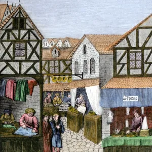 Shops in a medieval French town