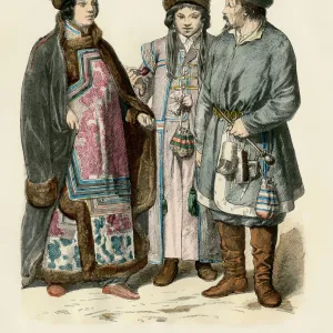 Siberian Tartar woman and a Russian Mongol couple