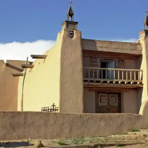 Spanish colonial adobe church in New Mexico