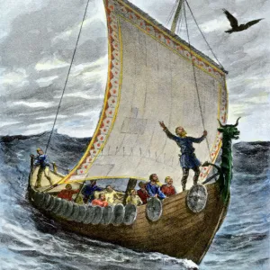 Viking ship at sea