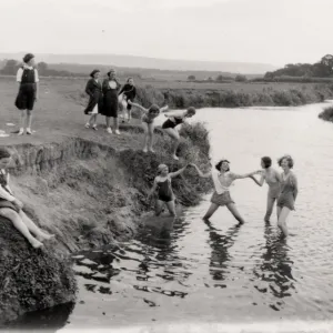 Evacuees bathing at Pulborough, September 1939