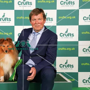 Finn Helge Olsen from Norway with Nicholas, Shetland Sheepdog, which was the Best of Breed winner today (Friday 10.03.23), the second day of Crufts 2023, at the NEC Birmingham