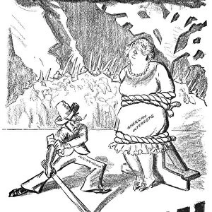 A 1928 American magazine cartoon following the news of the ordering of an additional one thousand U. S. Marines to Nicaragua by President Calvin Coolidge