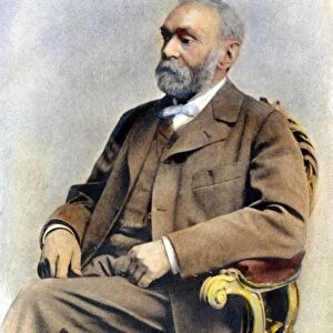 ALFRED NOBEL (1833-1896). Swedish chemist and engineer. Oil over a photograph