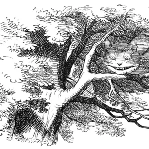 ALICE IN WONDERLAND, 1865. The Cheshire Cat. Illustration by John Tenniel from the first edition of Lewis Carrolls Alices Adventures in Wonderland, 1865