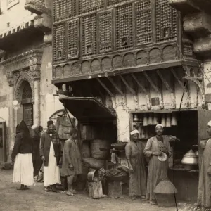 ARAB GROCERY, c1865. An Arab grocery in North Africa, possibly Egypt. Photograph by Adelphi