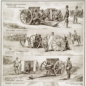 BALKAN WAR: ARTILLERY. French and German made artillery used by the waring factions